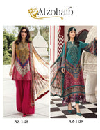 Alzohaib 1428 And 1429 Chiffon Dupatta Cotton Patch Work Pakistani Salwar Kameez