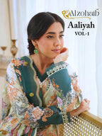 Alzohaib Aaliyah Vol 1 Chiffon Dupatta Cotton Embroidered Salwar Kameez