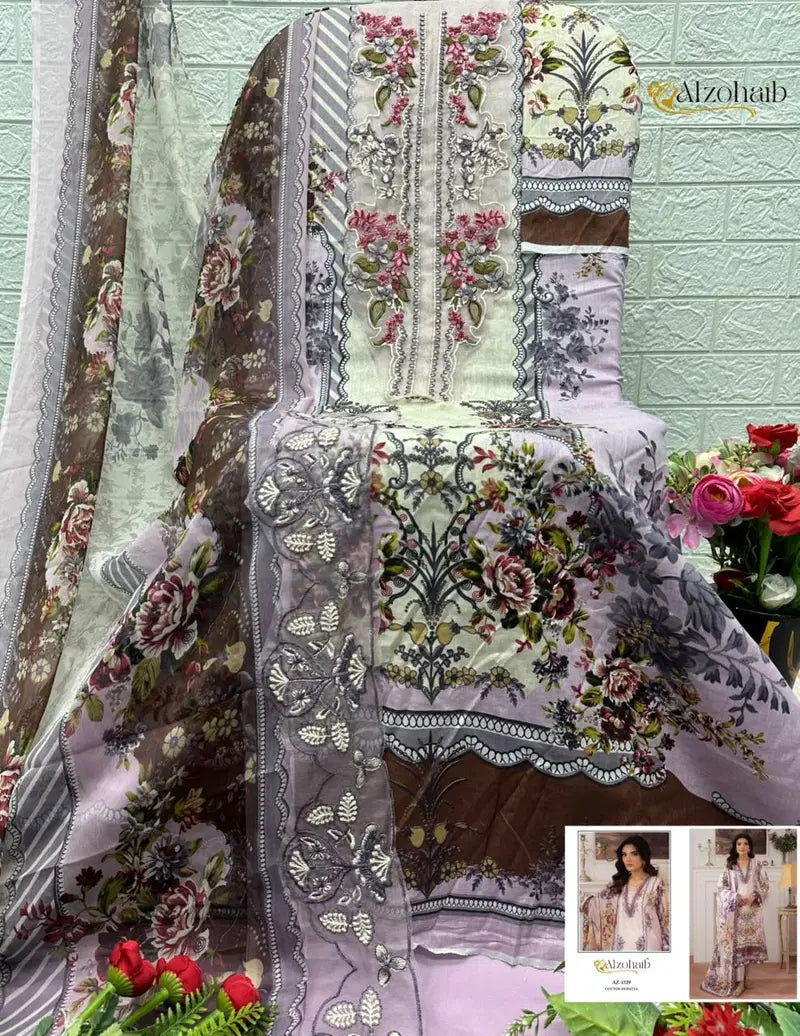 Alzohaib Aaliyah Vol 1 Cotton Dupatta Cotton Embroidered Salwar
