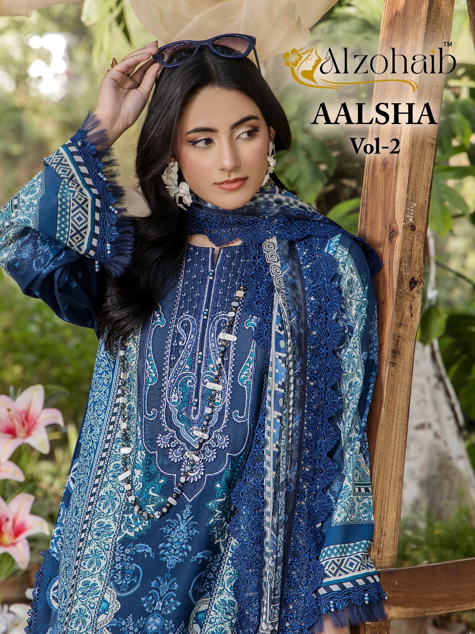 Alzohaib Aalsha Vol 2 Chiffon Dupatta Cotton Pakistani Salwar Kameez
