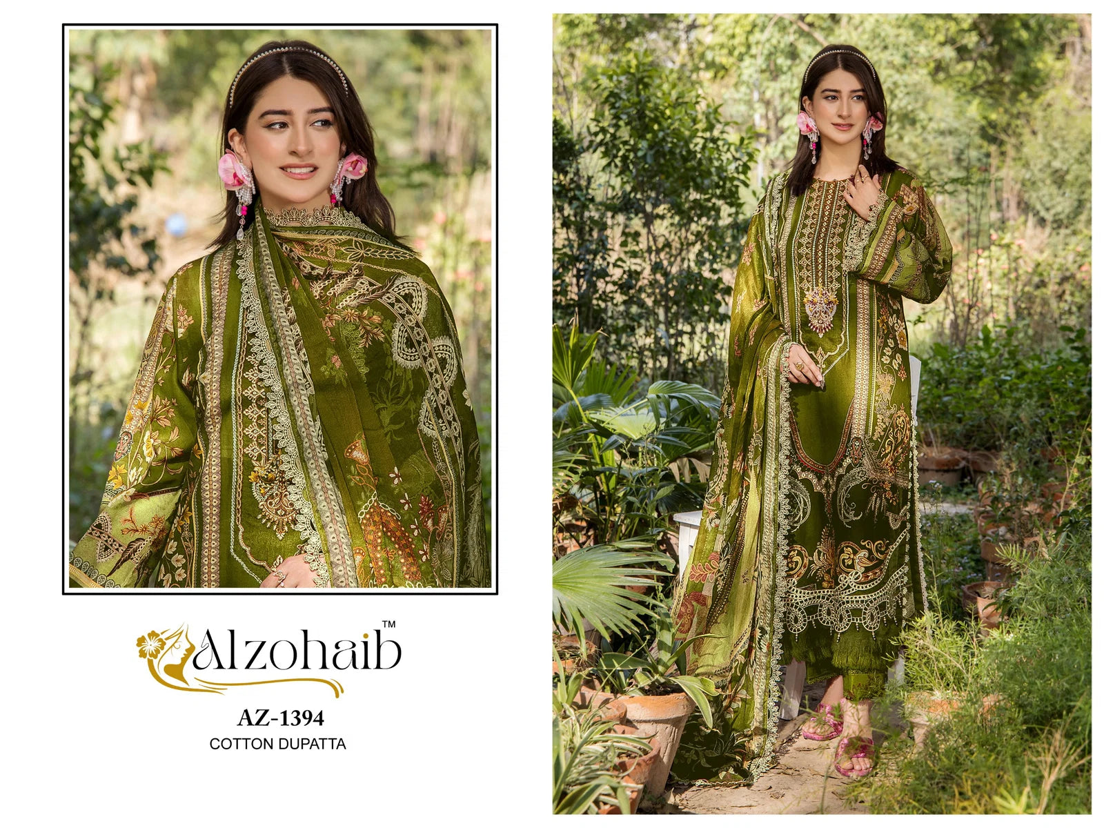 Alzohaib Aalsha Vol 2 Chiffon Dupatta Cotton Pakistani Salwar Kameez