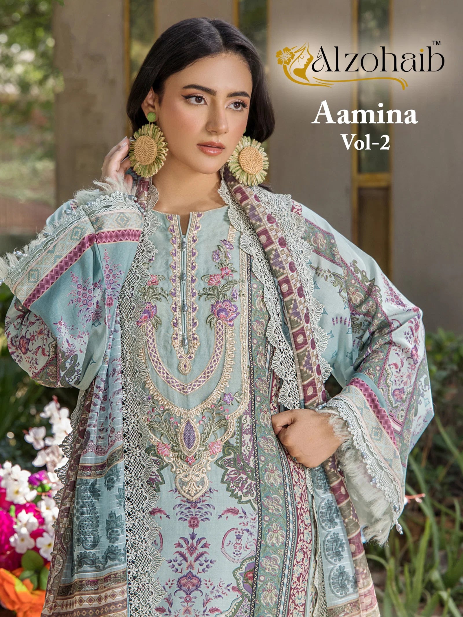 Alzohaib Aamina Vol 2 Cotton Dupatta Cotton Pakistani Salwar Kameez