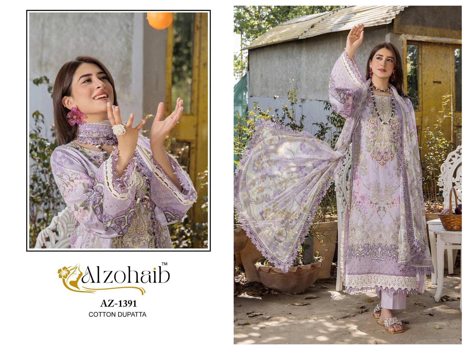 Alzohaib Aamina Vol 2 Cotton Dupatta Cotton Pakistani Salwar Kameez