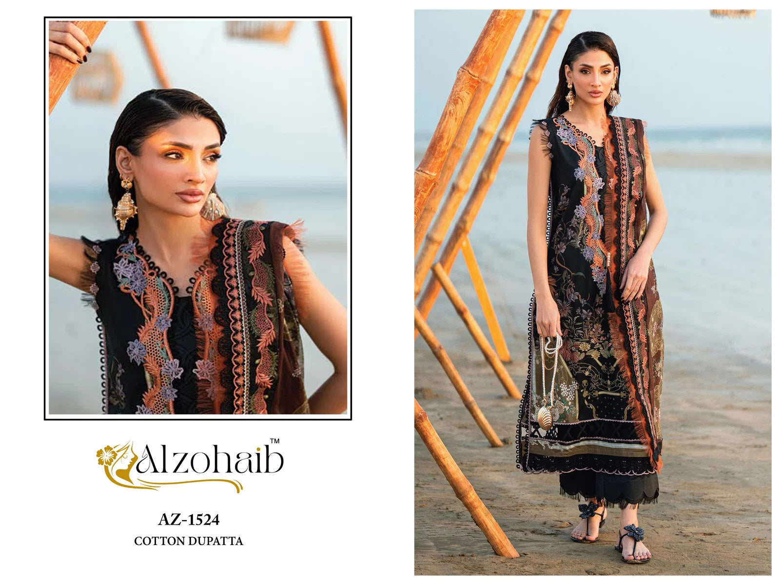 Alzohaib Aqila Vol 1 Chiffon Dupatta Cotton Embroidered Salwar Kameez Full Catalog available at wholesale rate.