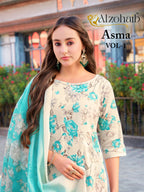 Alzohaib Asma Vol 1 Cotton Dupatta Cotton Pakistani Salwar Kameez