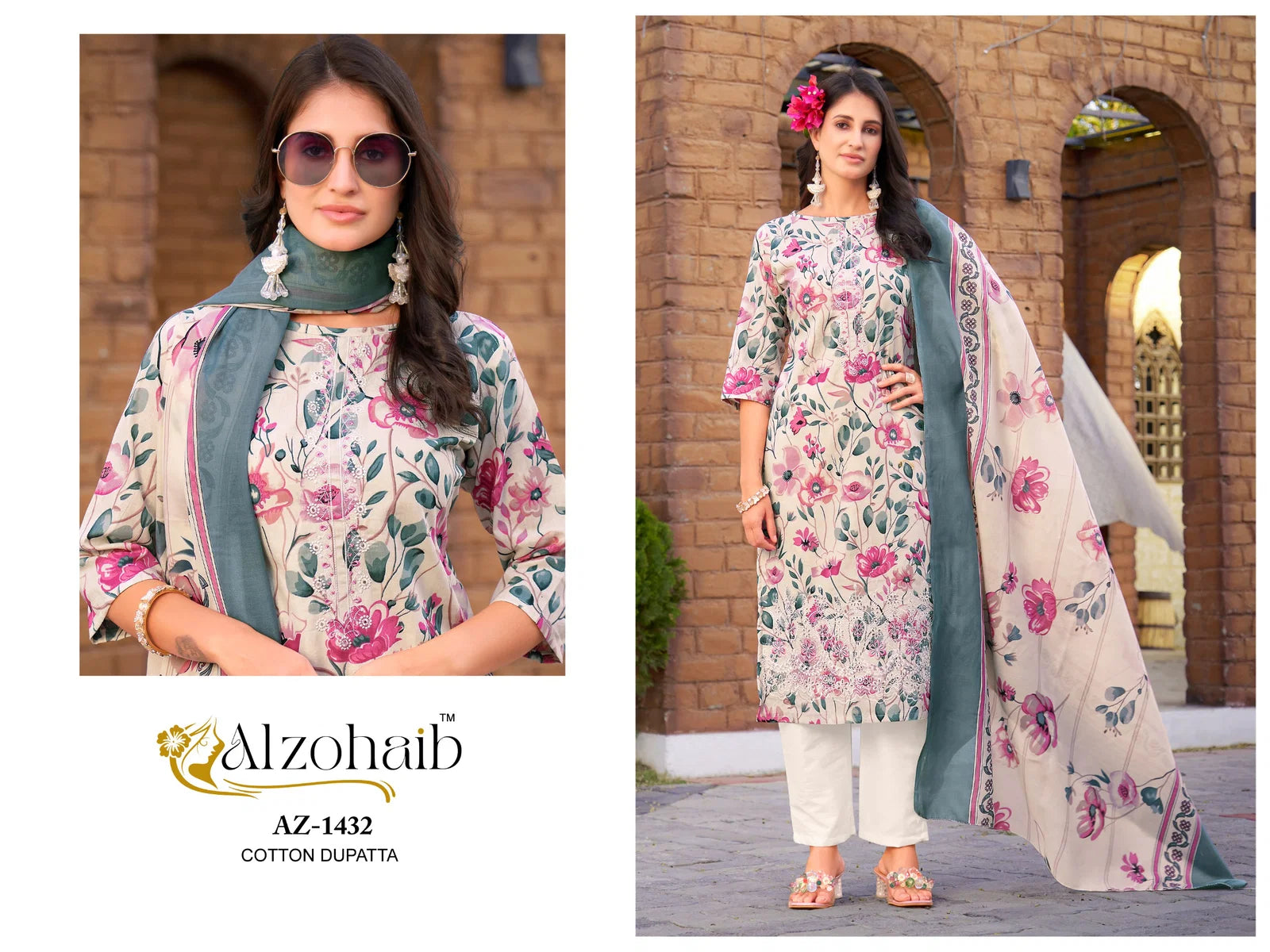 Alzohaib Asma Vol 1 Cotton Dupatta Cotton Pakistani Salwar Kameez