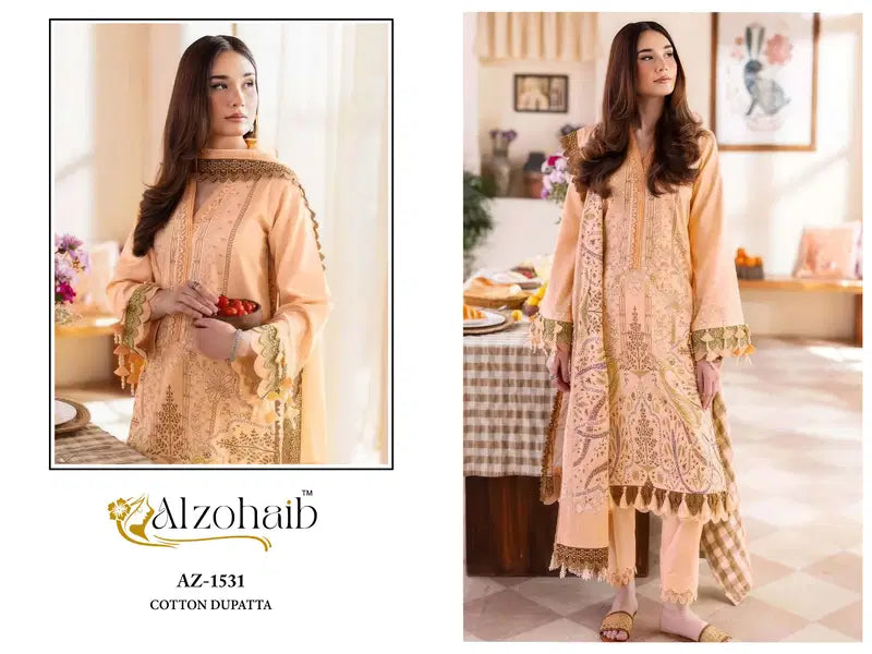 Alzohaib Ayesha Vol 1 Cotton Dupatta Cotton Patch Worked Salwar Kameez