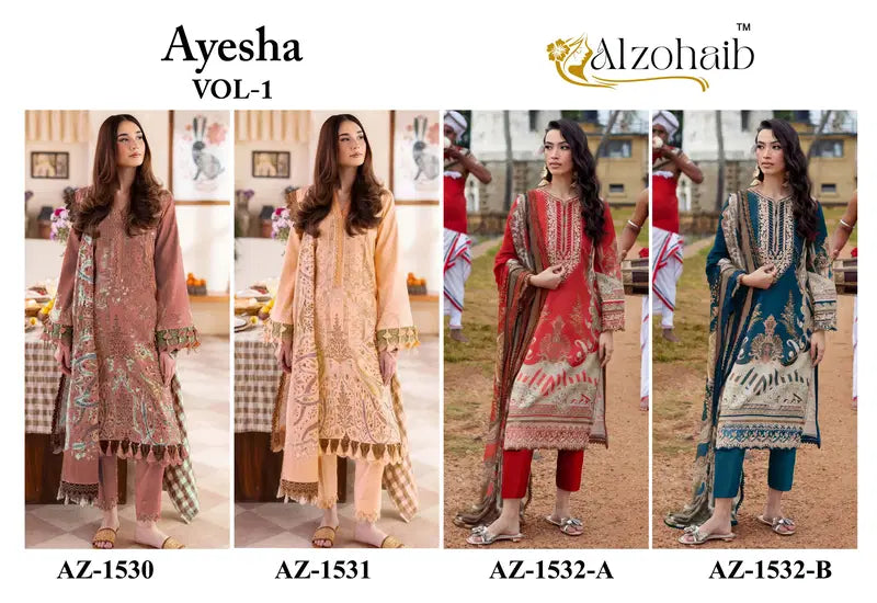 Alzohaib Ayesha Vol 1 Cotton Dupatta Cotton Patch Worked Salwar Kameez