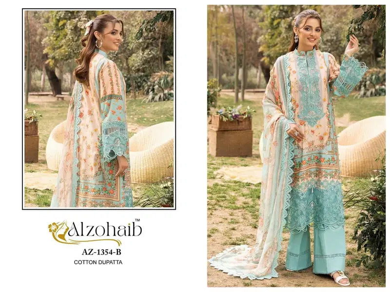 Alzohaib Az 1354 A And B Cotton Dupatta Cotton Pakistani Salwar Kameez