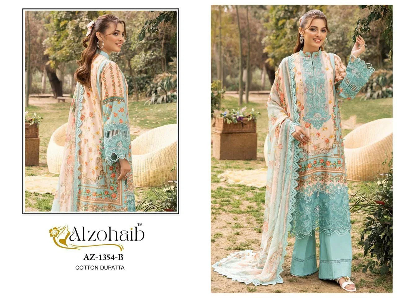 Alzohaib Az 1354 A And B Cotton Dupatta Cotton Pakistani Salwar Kameez