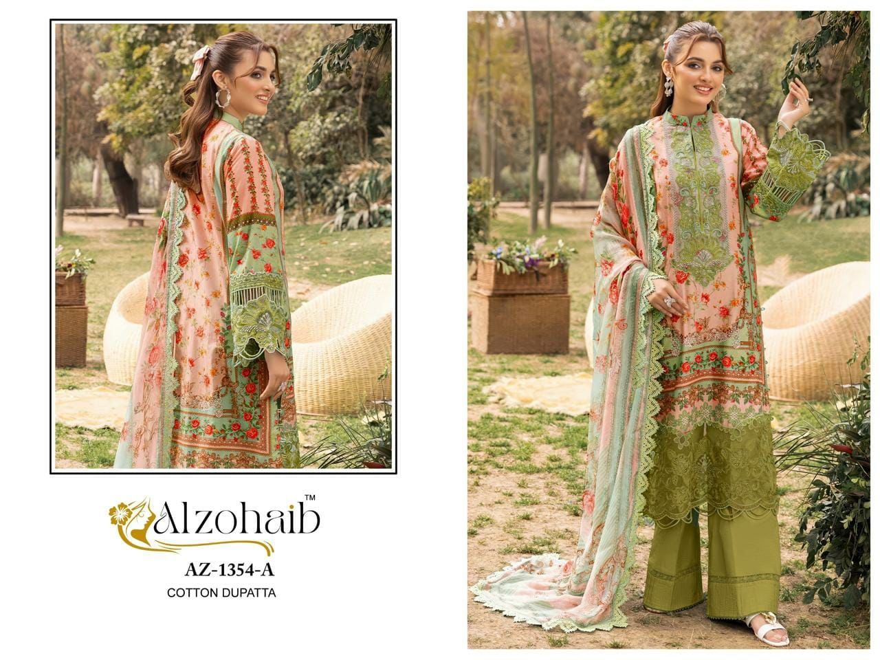 Alzohaib Az 1354 A And B Cotton Dupatta Cotton Pakistani Salwar Kameez