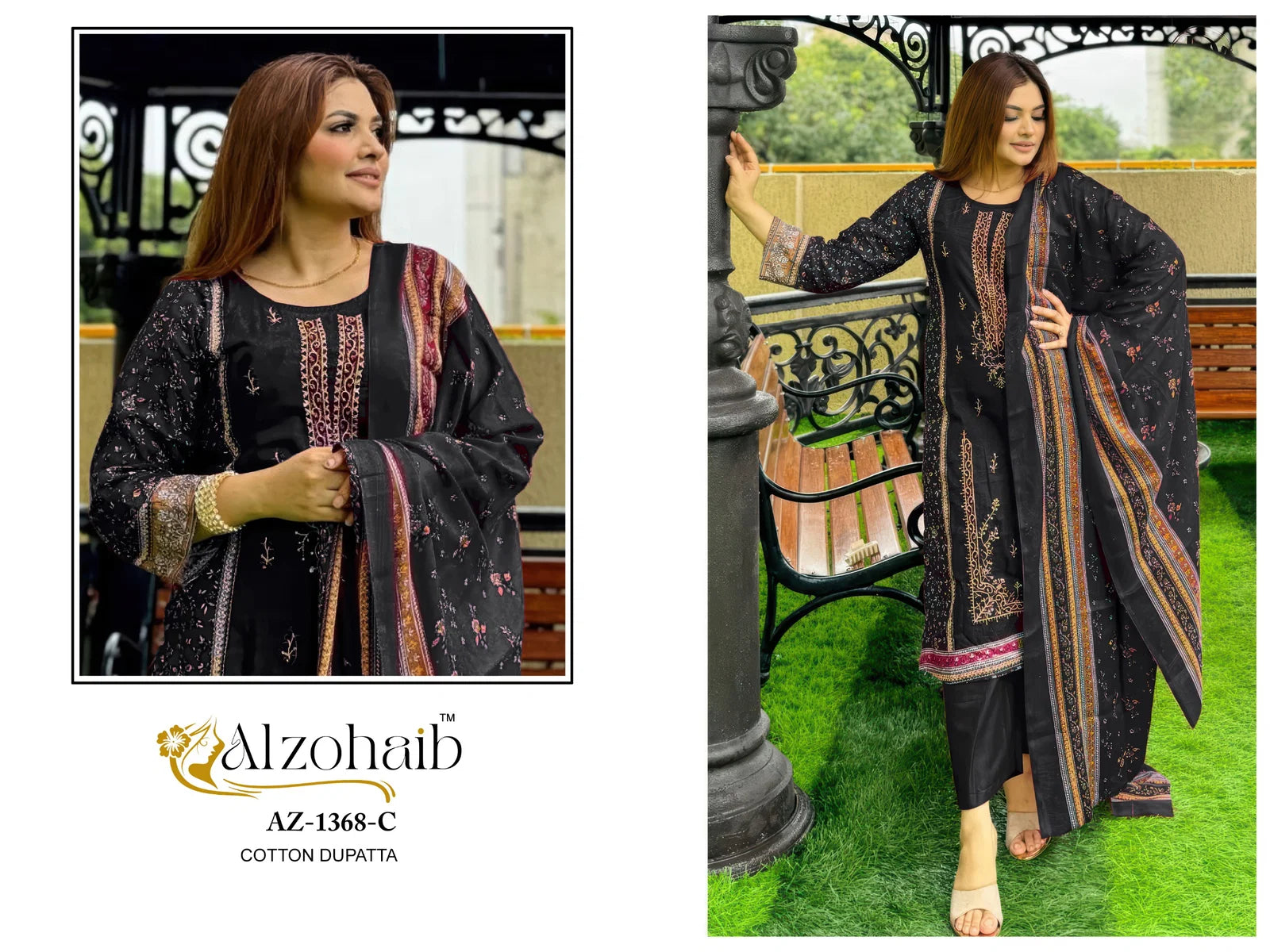Alzohaib Az 1368 A To C Chiffon Dupatta Cotton Pakistani Salwar Kameez