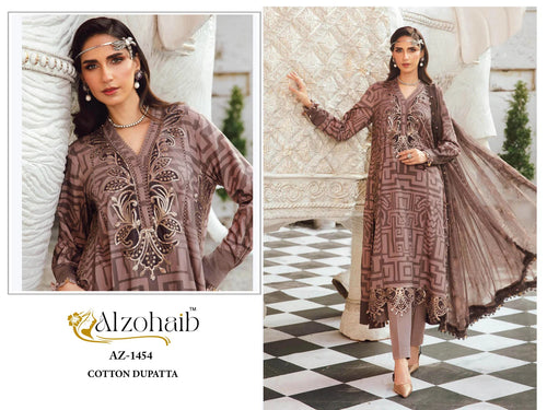 Alzohaib Az 1454 And 1455 Chiffon Dupatta Cotton Paksitani Salwar Kameez
