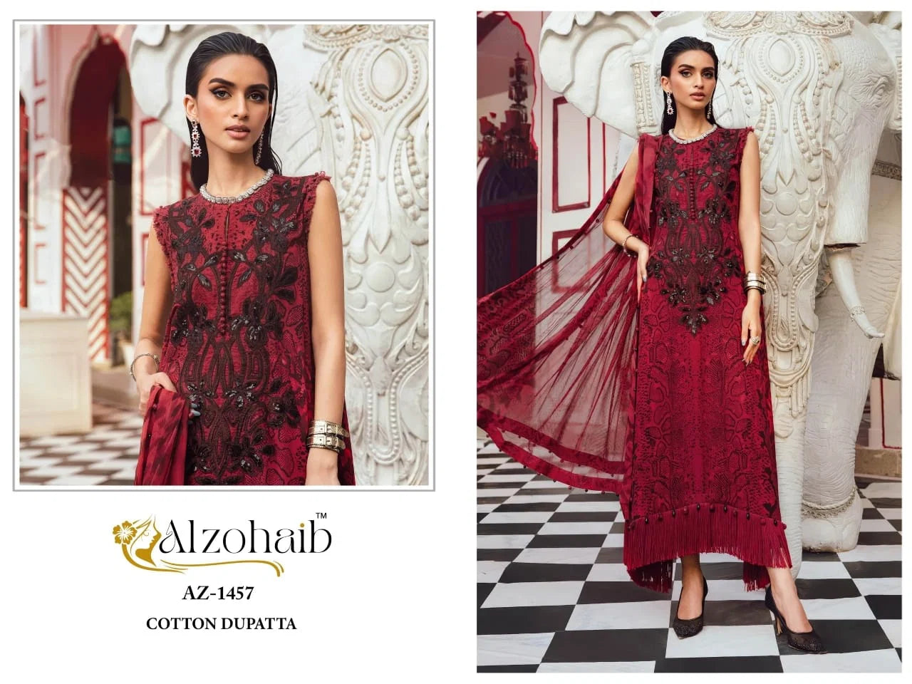 Alzohaib Az 1456 And 1457 And 1464 C And D Cotton Dupatta Cotton Salwar Kameez
