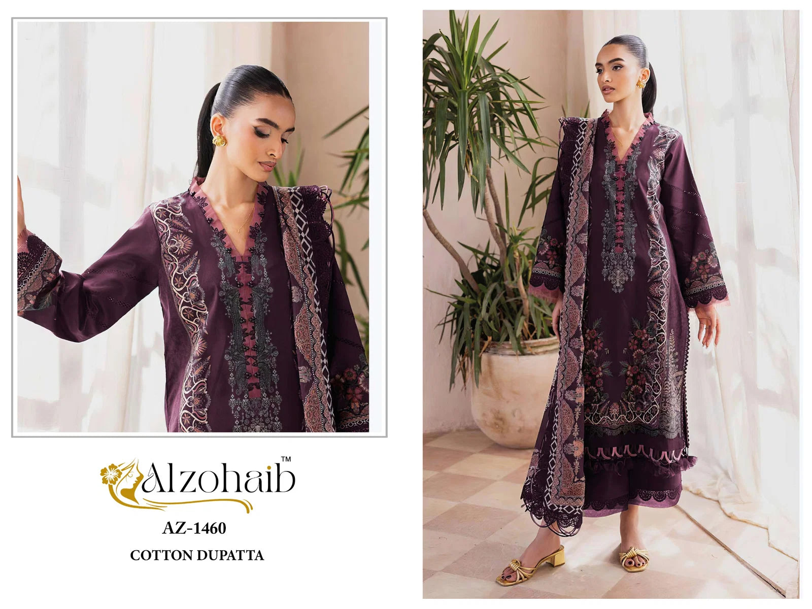 Alzohaib Az 1458 To 1461 Chiffon Dupatta Cotton Pakistani Salwar Kameez