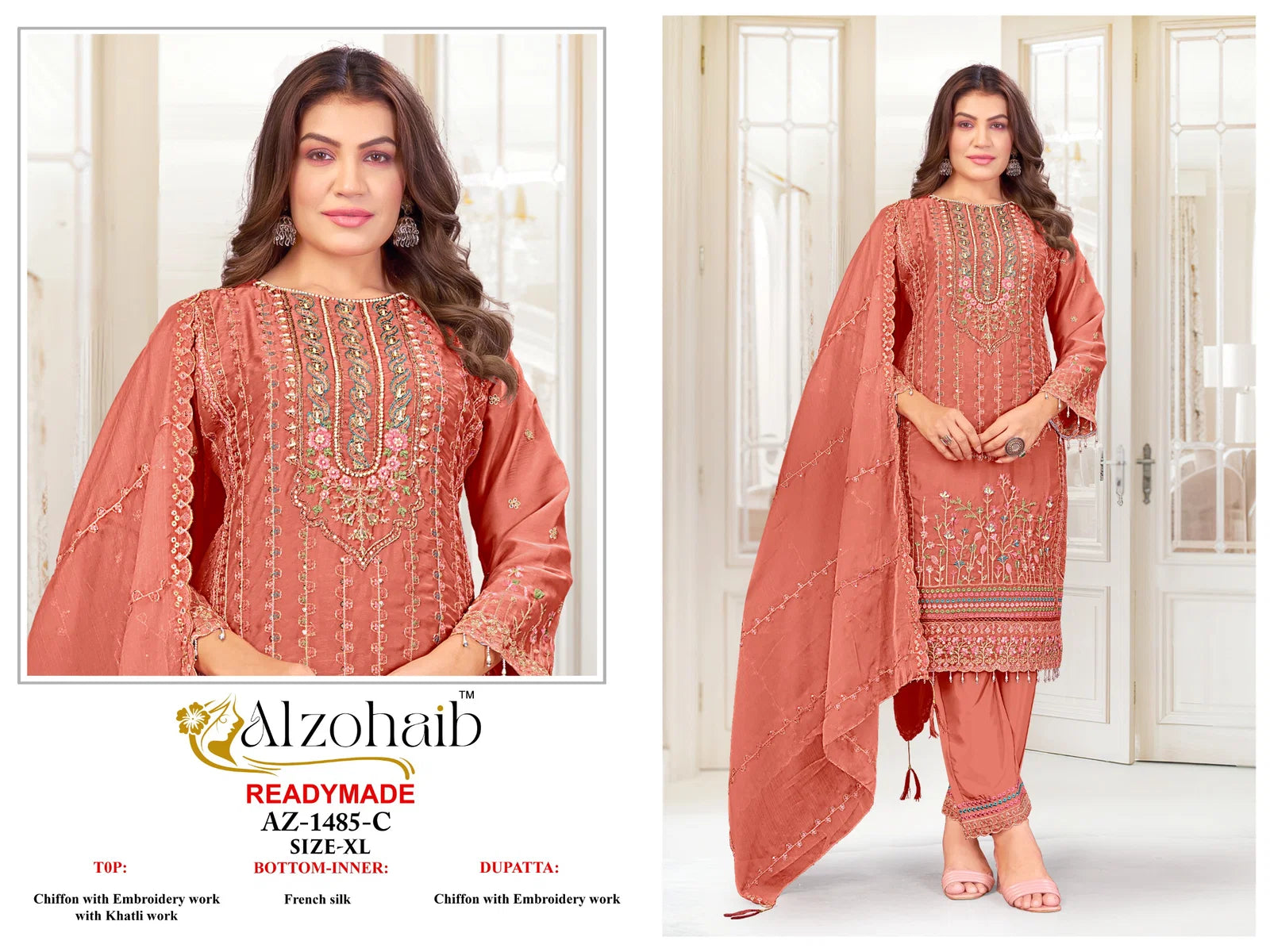 Alzohaib Az 1485 A To D Readymade Chiffon Pakistani Salwar Kameez