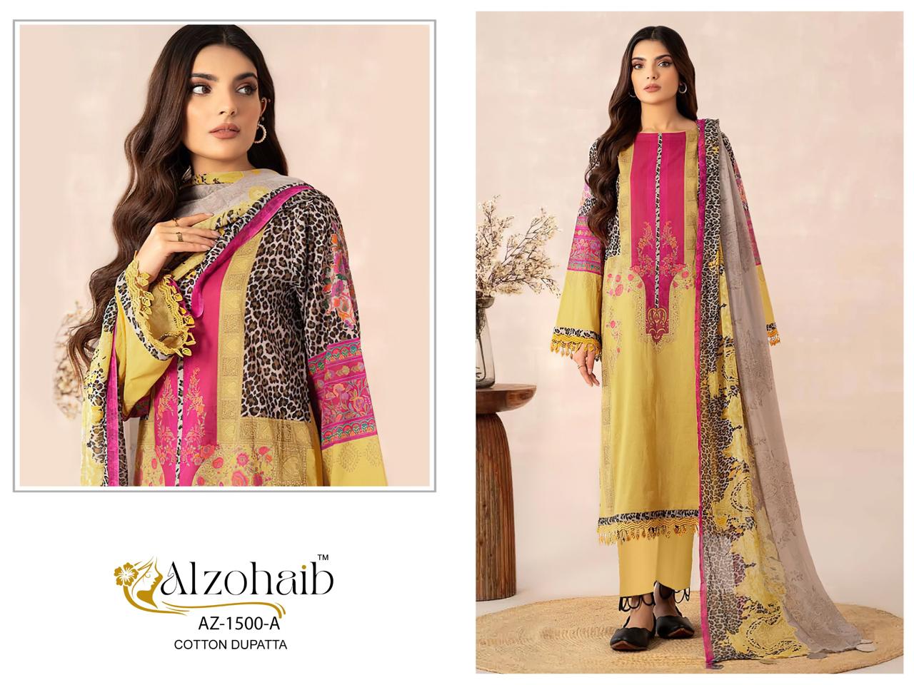 Alzohaib Az 1492 And 1500 Cotton Dupatta Cotton Embroidered Salwar Kameez