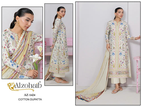 Alzohaib Aziza Vol 1 Chiffon Dupatta Cotton Pakistani Salwar Kameez
