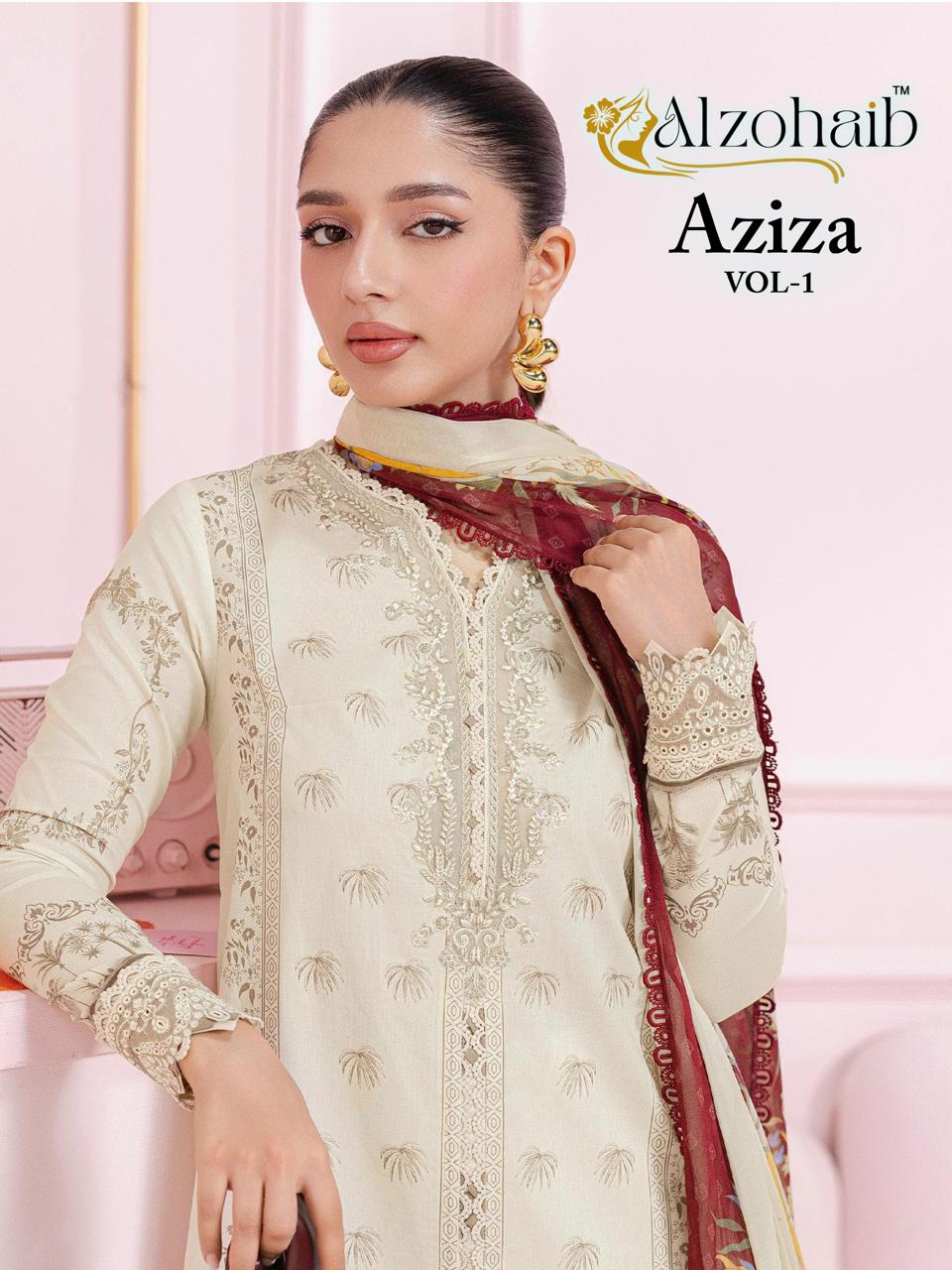 Alzohaib Aziza Vol 1 Cotton Dupatta Cotton Pakistani Salwar Kameez
