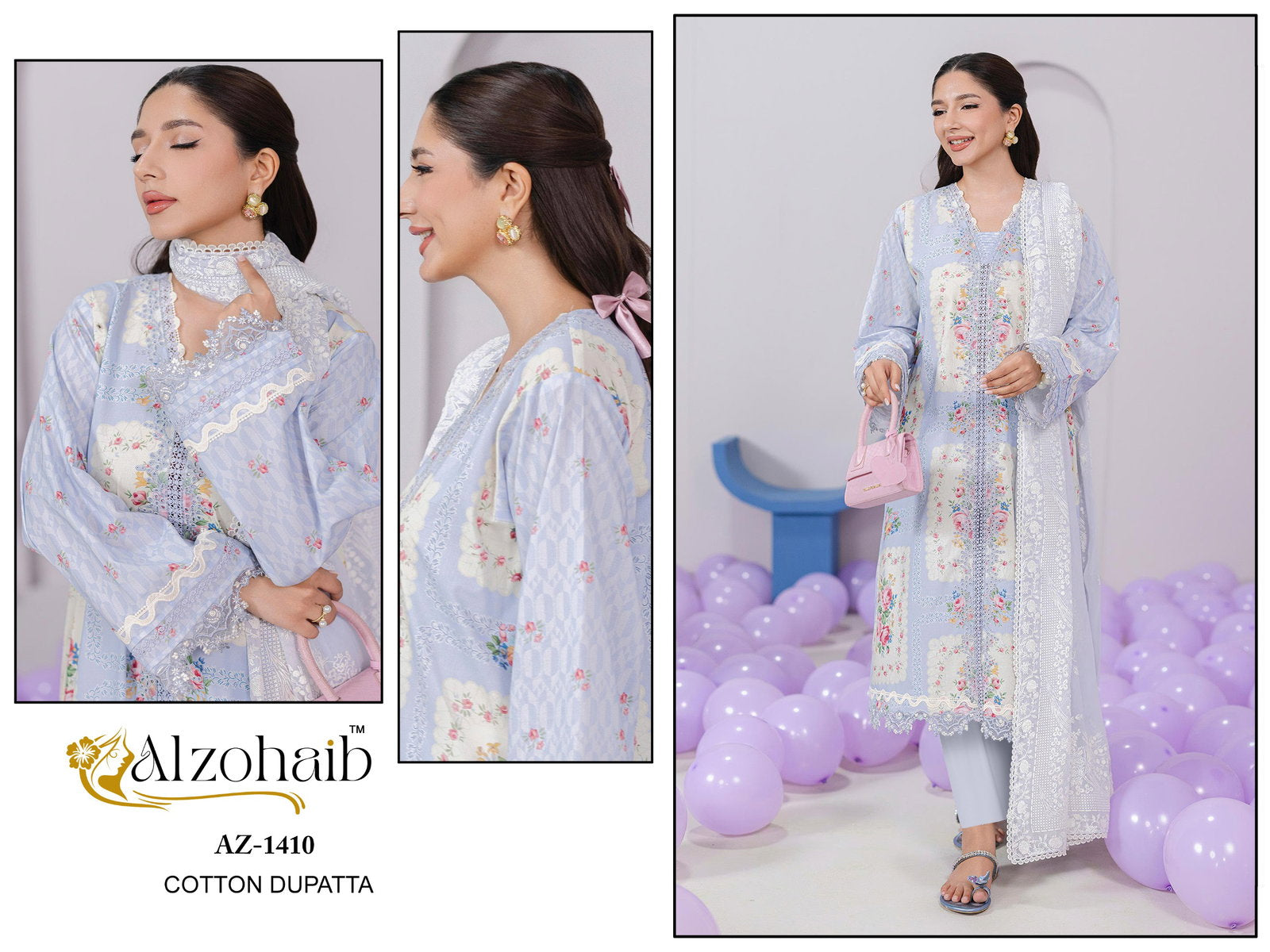 Alzohaib Aziza Vol 1 Cotton Dupatta Cotton Pakistani Salwar Kameez