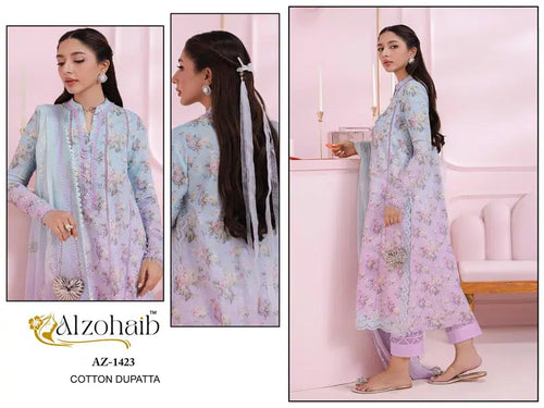 Alzohaib Aziza Vol 2 Chiffon Dupatta Cotton Pakistani Salwar Kameez