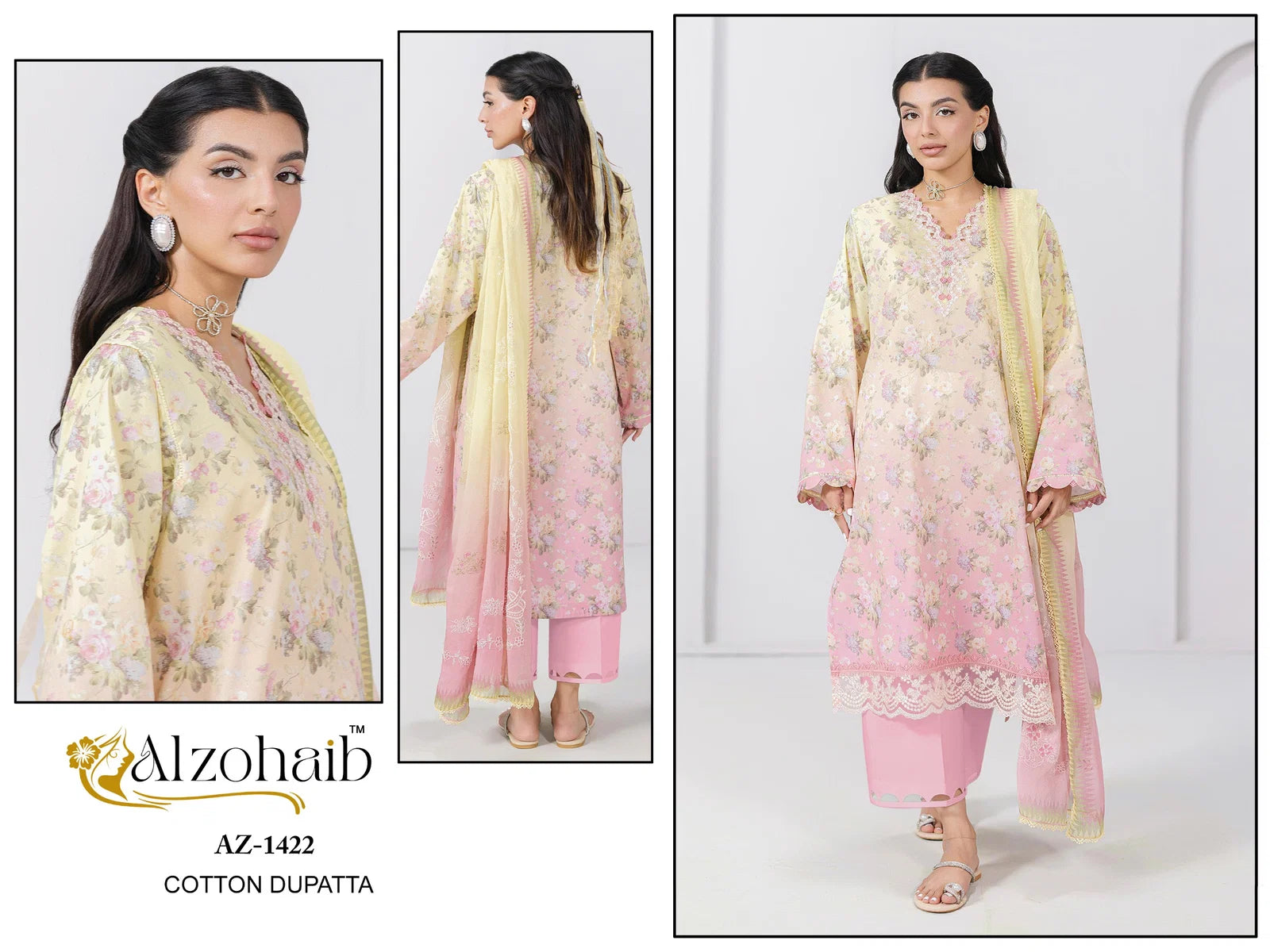 Alzohaib Ibaris Vol 1 Chiffon Dupatta Cotton Pakistani Salwar Kameez