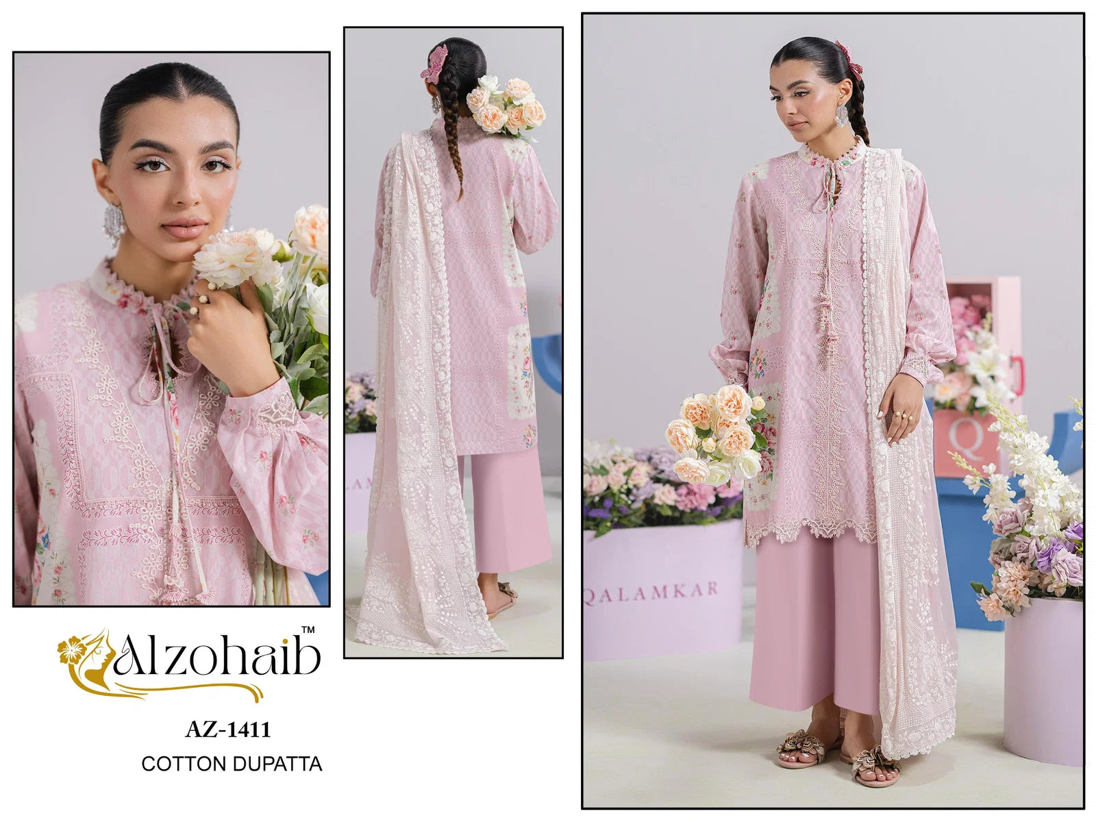 Alzohaib Ibaris Vol 1 Chiffon Dupatta Cotton Pakistani Salwar Kameez