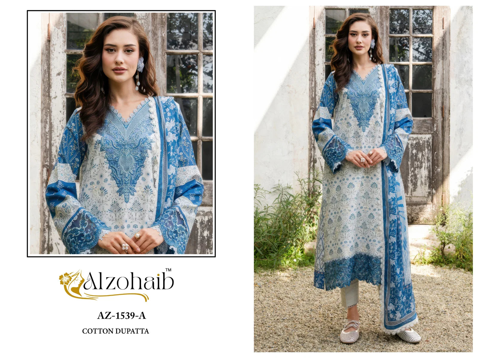 Alzohaib Innaya Vol 1 Chiffon Dupatta Cotton Embroidered Salwar Kameez