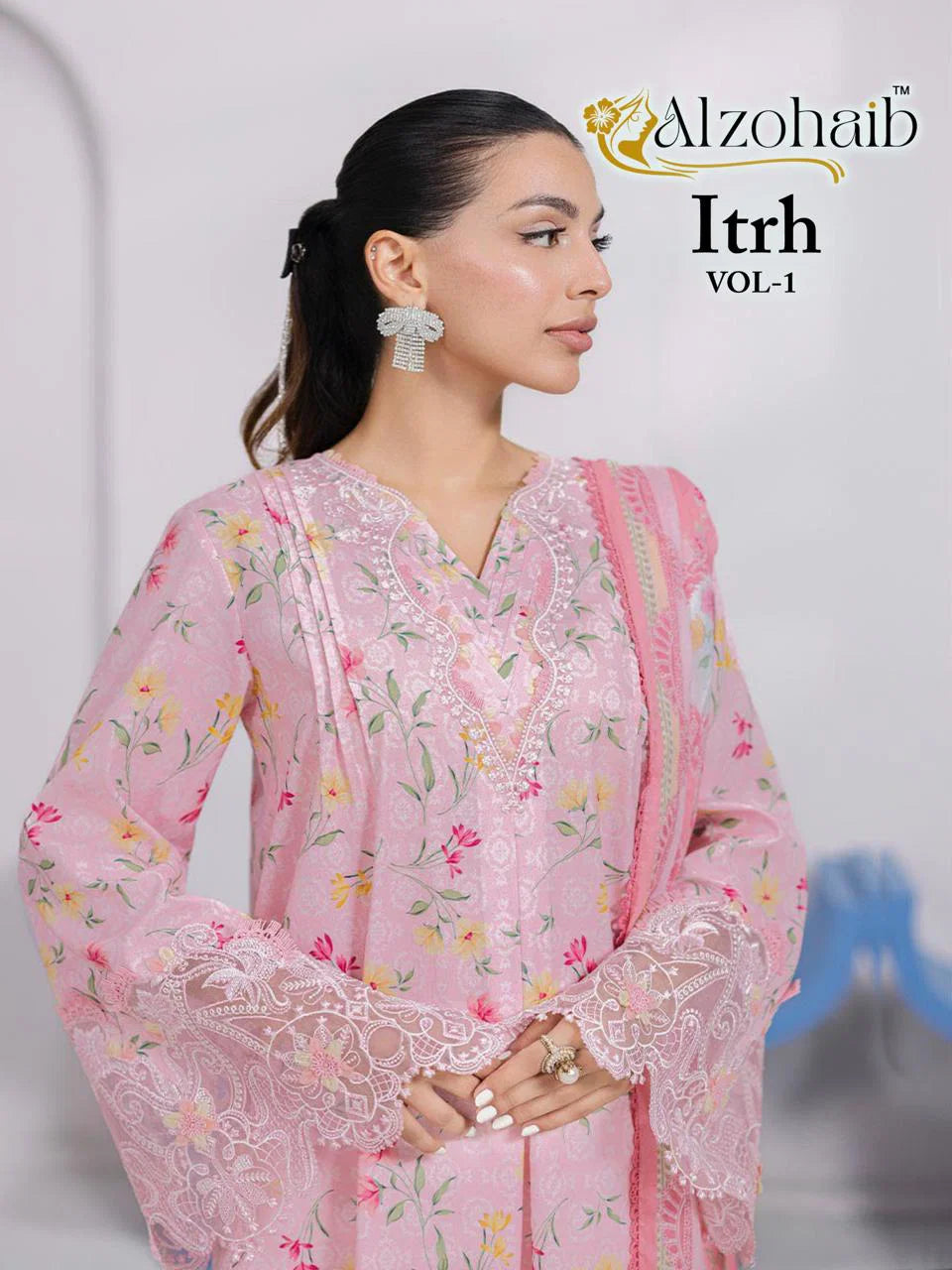 Alzohaib Itrh Vol 1 Chiffon Dupatta Cotton Pakistani Salwar Kameez