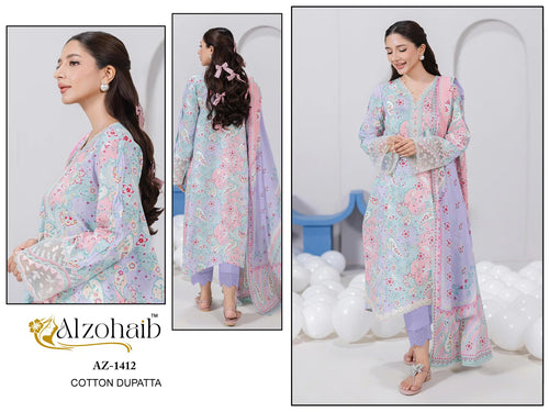 Alzohaib Itrh Vol 1 Chiffon Dupatta Cotton Pakistani Salwar Kameez