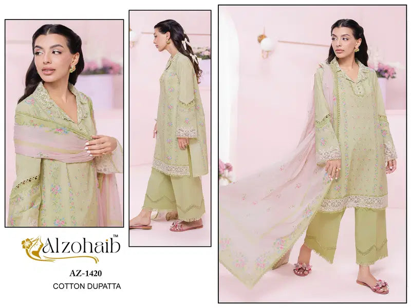 Alzohaib Itrh Vol 1 Chiffon Dupatta Cotton Pakistani Salwar Kameez