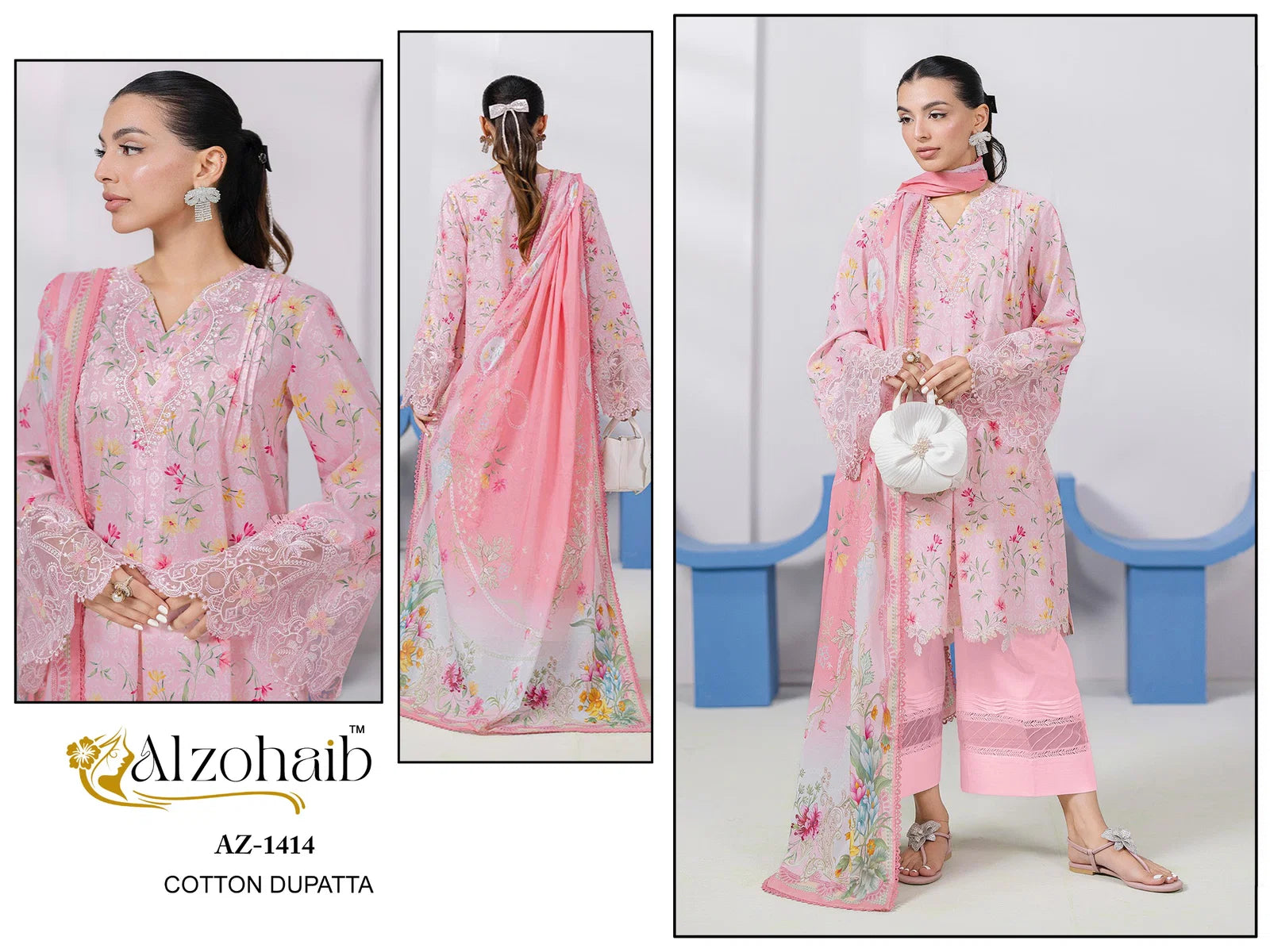 Alzohaib Itrh Vol 1 Chiffon Dupatta Cotton Pakistani Salwar Kameez
