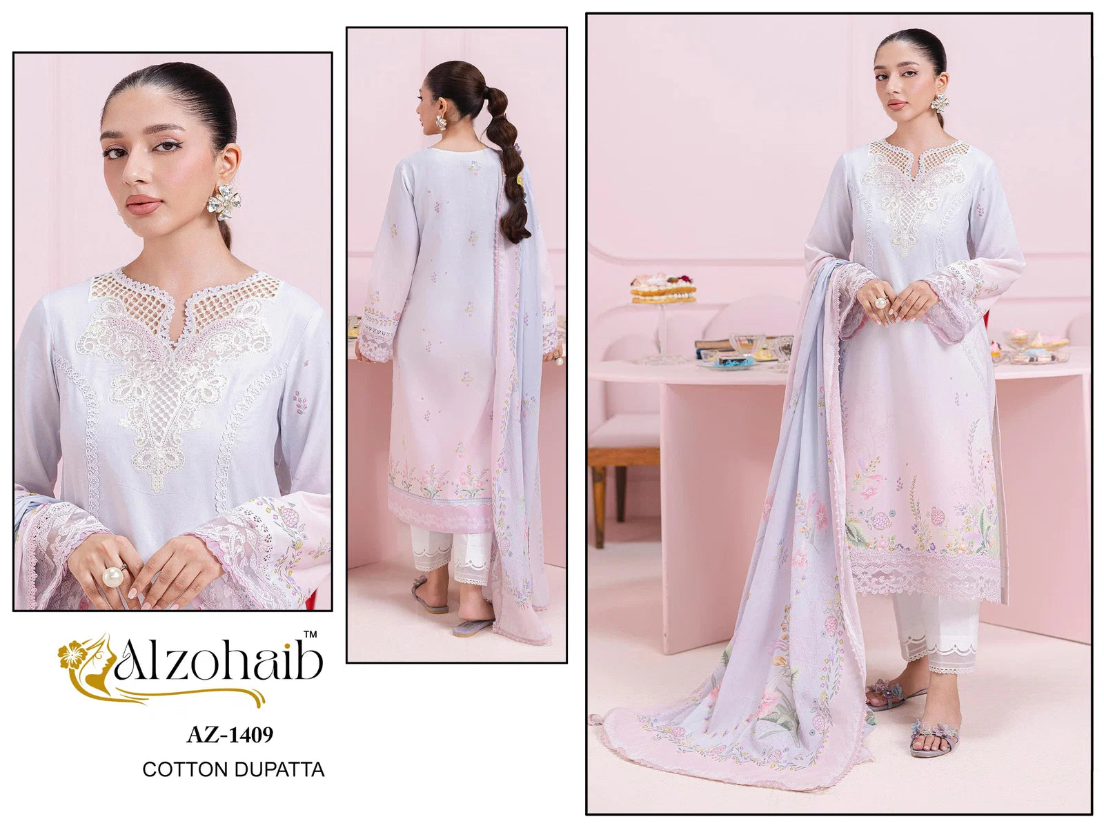 Alzohaib Itrh Vol 2 Chiffon Dupatta Cotton Pakistani Salwar Kameez