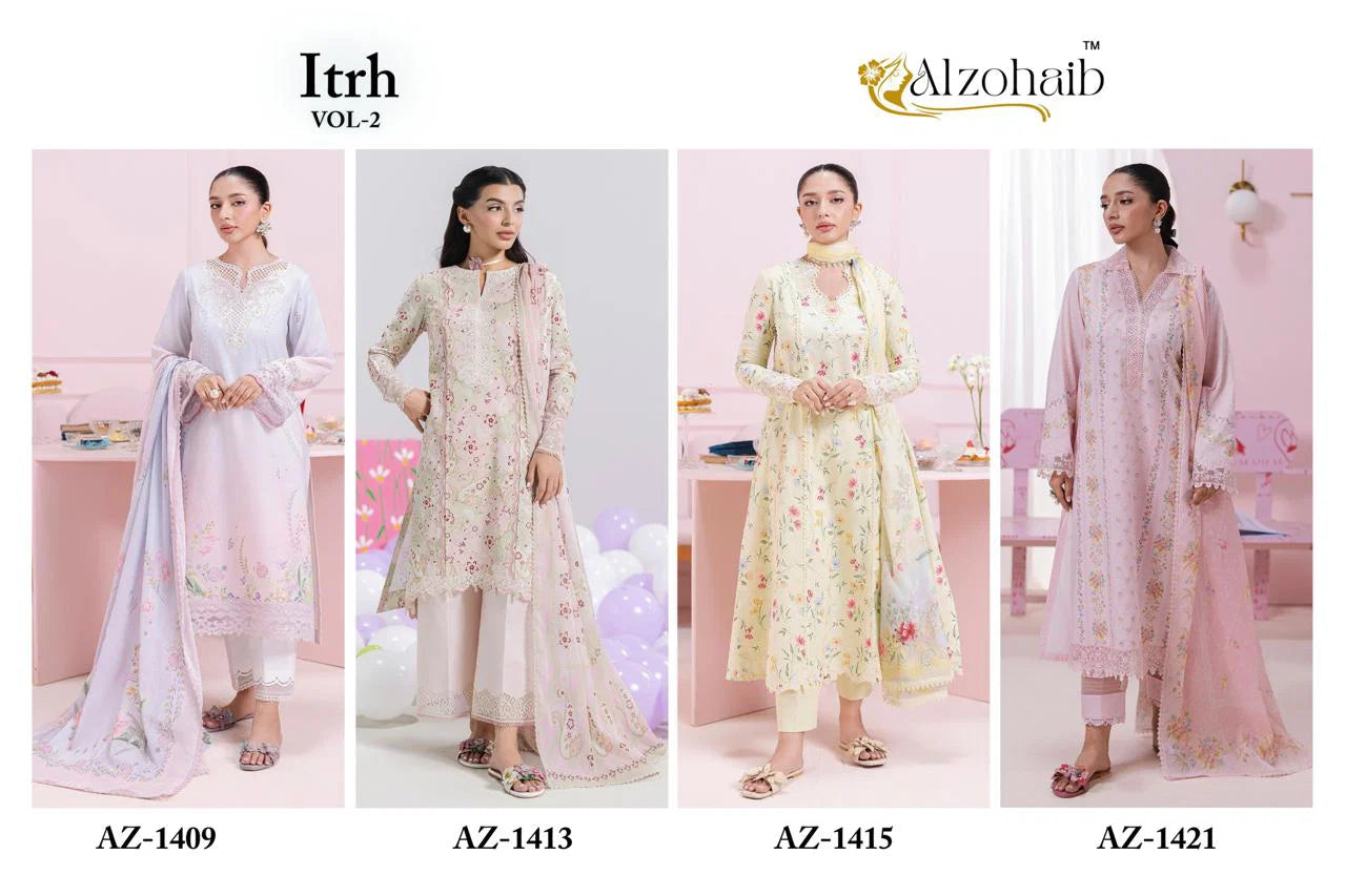 Alzohaib Itrh Vol 2 Chiffon Dupatta Cotton Pakistani Salwar Kameez