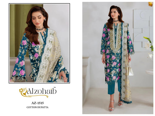Alzohaib Nazakat Vol 1 Chiffon Dupatta Cotton Patche Worked Salwar Kameez