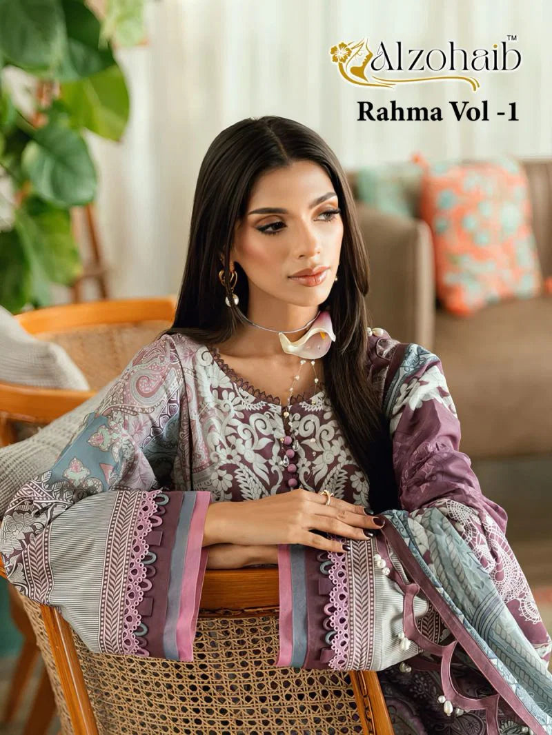 Alzohaib Rahma Vol 1 Cotton Dupatta Cotton Patch Work Pakistani Suit Collection