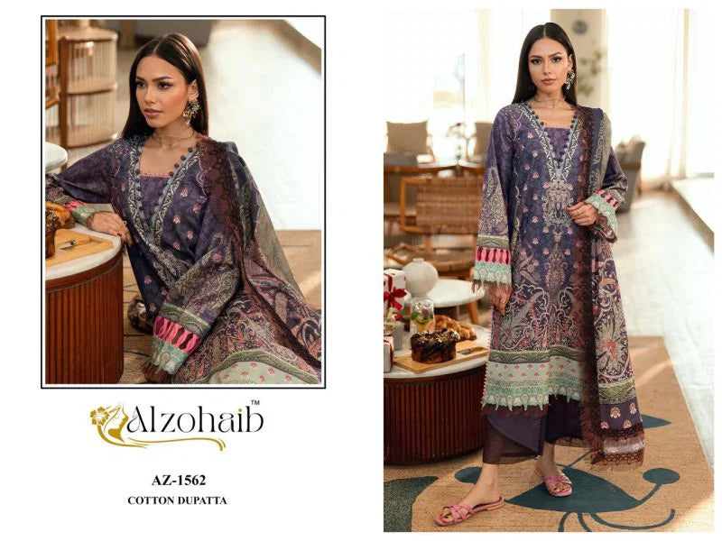 Alzohaib Rahma Vol 1 Chiffon Dupatta Cotton Patch Work Pakistani Suit Collection