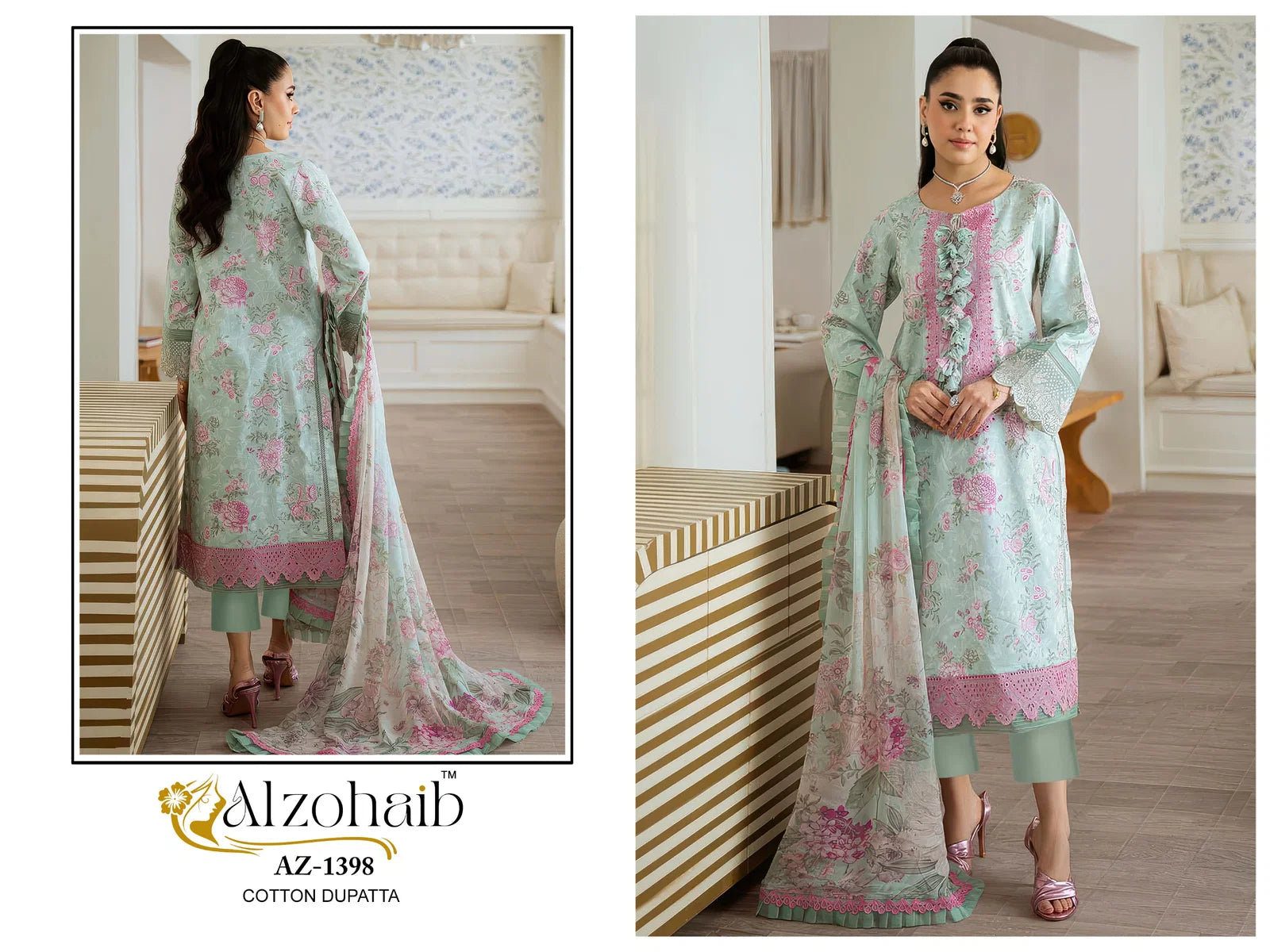 Alzohaib Riwayat Vol 2 Cotton Dupatta Cotton Pakistani Salwar Kameez