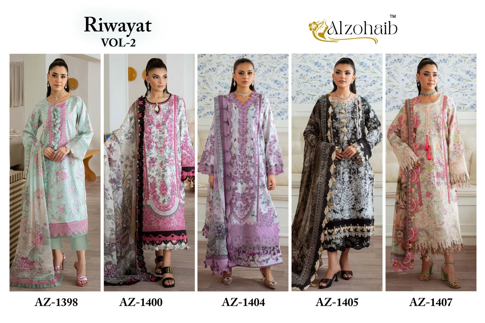 Alzohaib Riwayat Vol 2 Cotton Dupatta Cotton Pakistani Salwar Kameez