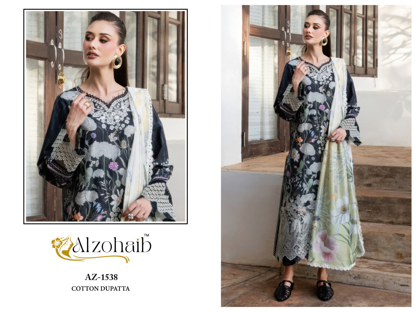 Alzohaib Az 1535 To 1538 Cotton Dupatta Cotton Embroidered Salwar Kameez