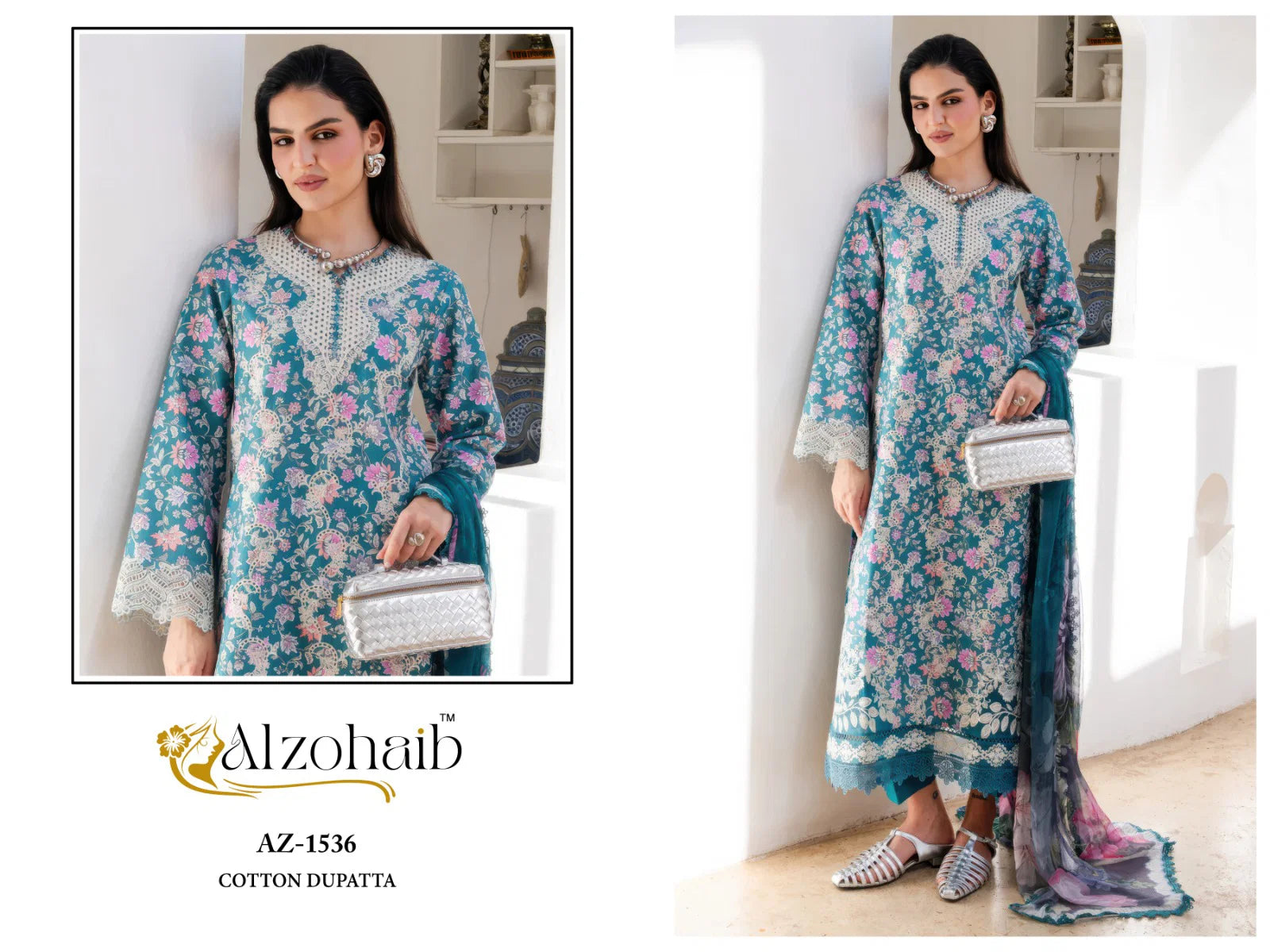 Alzohaib Az 1535 To 1538 Cotton Dupatta Cotton Embroidered Salwar Kameez