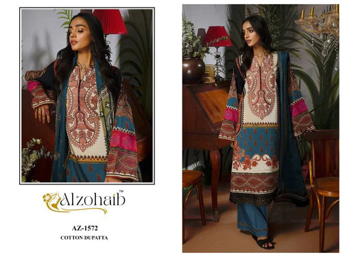 Alzohaib Zaynah Vol 1 Chiffon Dupatta Cotton Patch Work Salwar Kameez