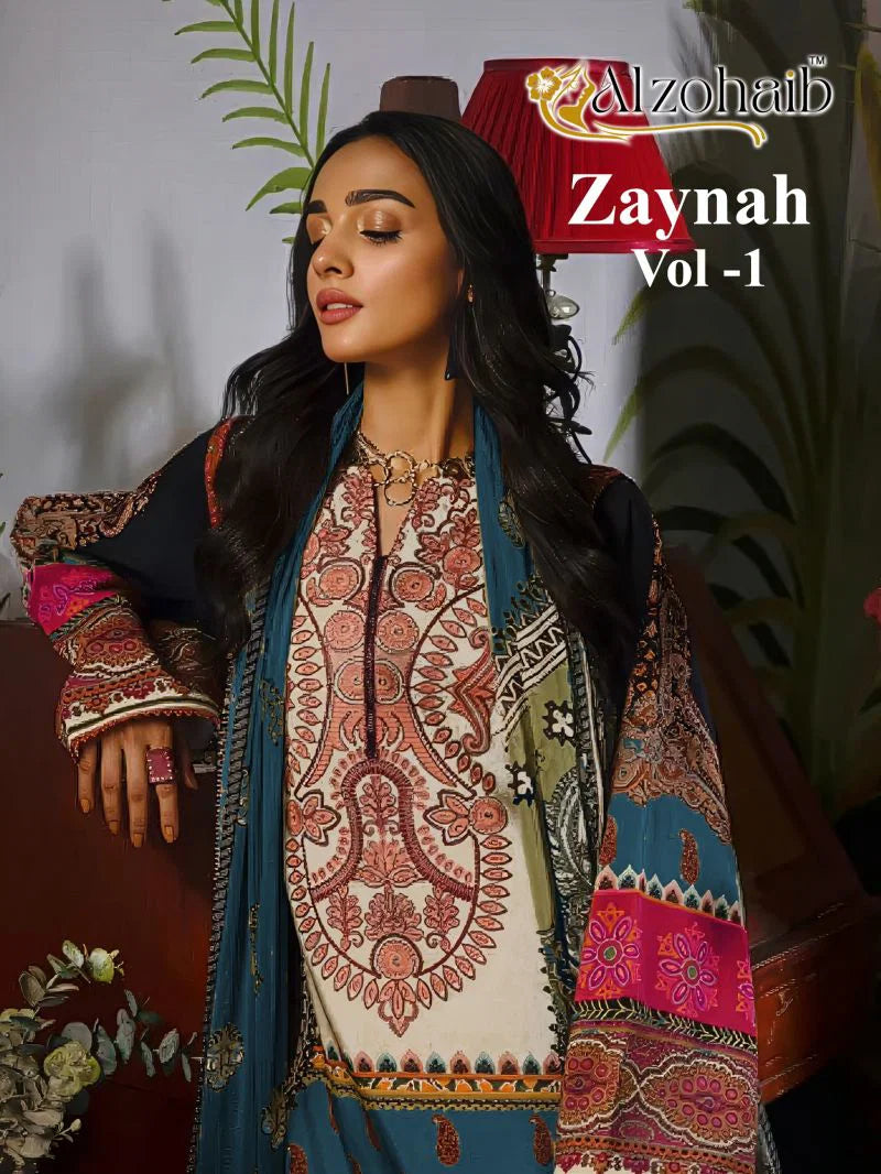 Alzohaib Zaynah Vol 1 Cotton Dupatta Cotton Patch Work Salwar Kameez