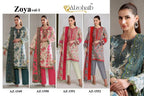 Alzohaib Zoya 1549 To 1552 Chiffon Dupatta Cotton Patched Worked Salwar Kameez Full Catalog available at wholesale rate.