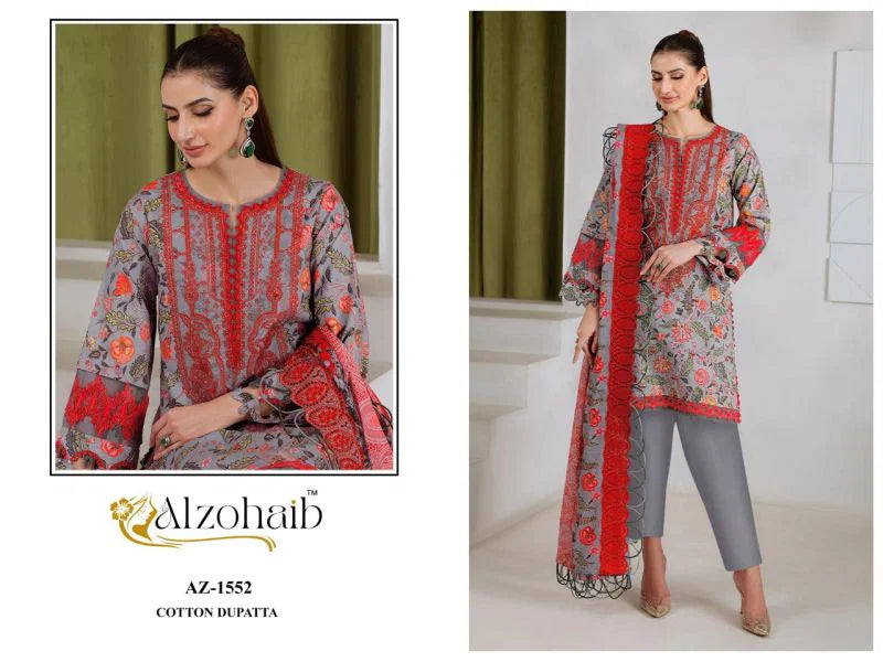 Alzohaib Zoya 1549 To 1552 Cotton Dupatta Cotton Patched Worked Salwar Kameez