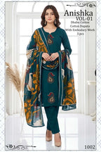 Anishka Vol 1 Dhabu Cotton Embroidered Kurti Pant With Dupatta