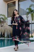 Aramaya 01 Chinon Embroidery Kurti Pant And Dupatta