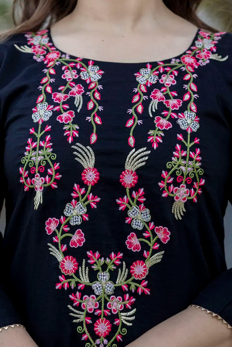 Aramaya 01 Chinon Embroidery Kurti Pant And Dupatta