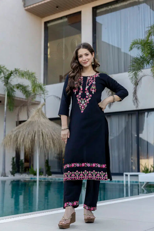 Aramaya 01 Chinon Embroidery Kurti Pant And Dupatta
