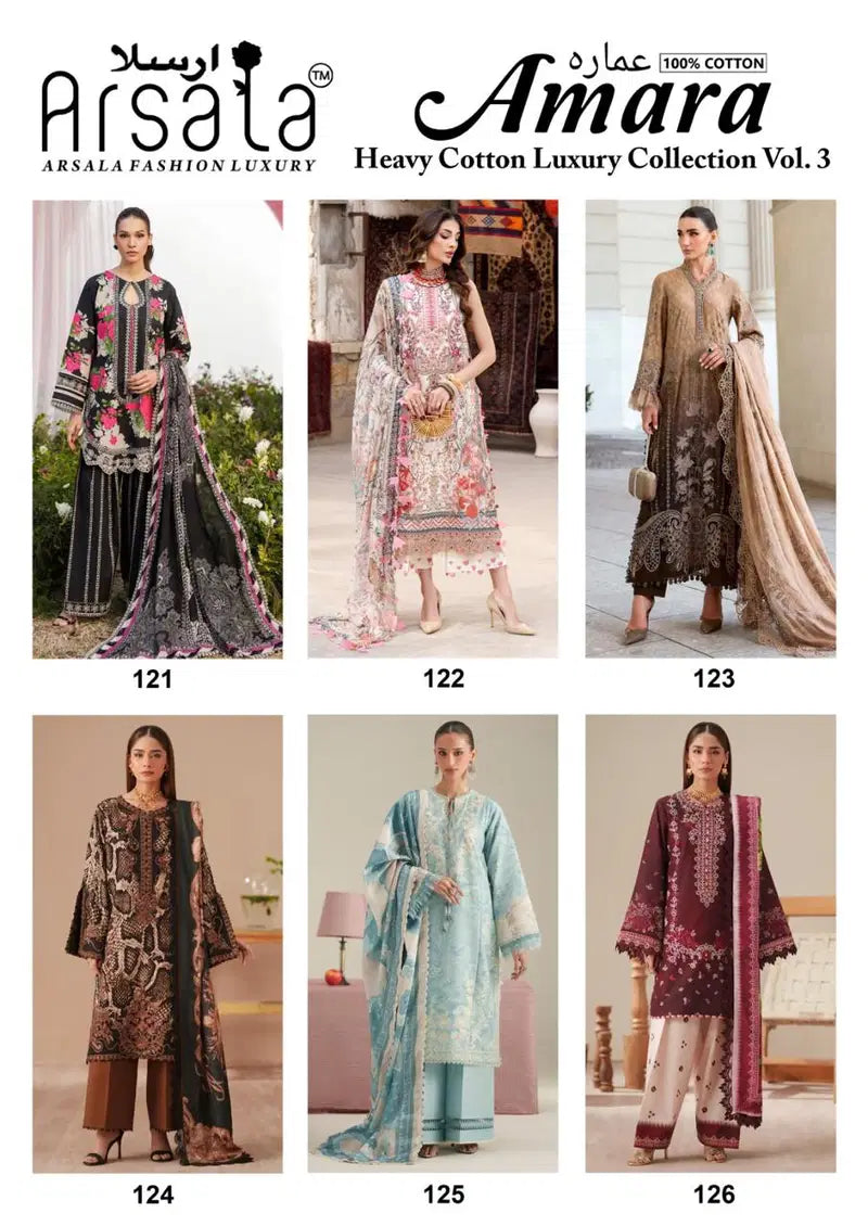 Arsala Amara Vol 3 Lawn Cotton Pakistani Karachi Dress Material Collection